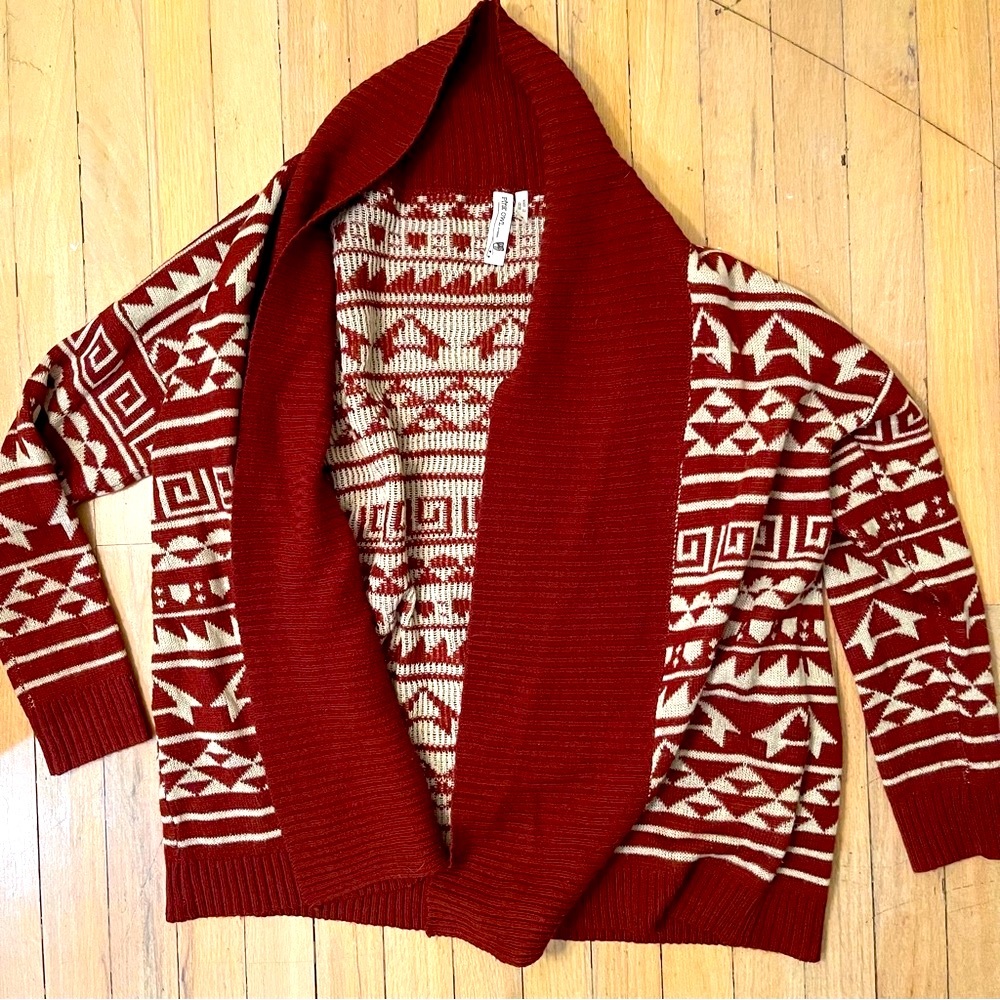 Pink Owl Open Tunic Cardigan Aztec print